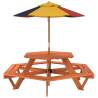 Picnic Table for 6 Kids with Umbrella - Solid Wood Fir