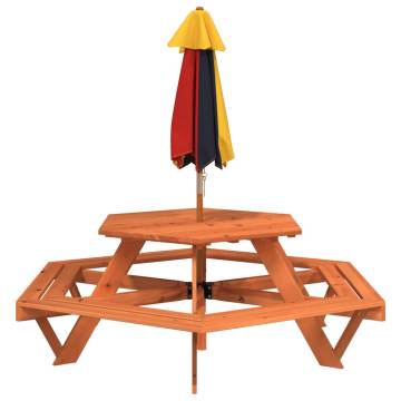 Picnic Table for 6 Kids with Umbrella - Solid Wood Fir