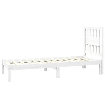 White Solid Wood Pine Bed Frame 75x190 cm Small Single