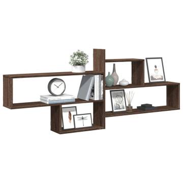 Brown Oak Wall Shelf - 167.5x18x68 cm Engineered Wood