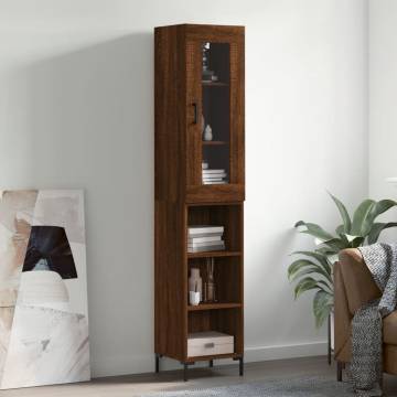 Stylish Highboard in Brown Oak - Engineered Wood Storage