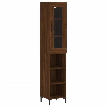 Stylish Highboard in Brown Oak - Engineered Wood Storage