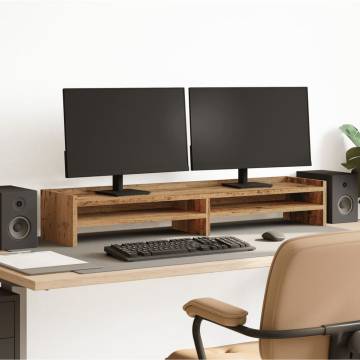 Monitor Stand Old Wood - Ergonomic Design for Workspace