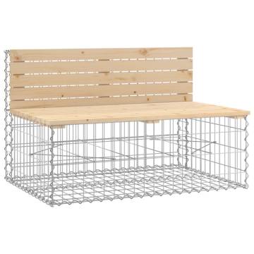 Garden Bench with Gabion Basket - Solid Pine Wood