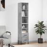 Stylish Highboard in Concrete Grey - 34.5x34x180 cm