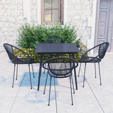 5 Piece Black Outdoor Dining Set - PVC Rattan