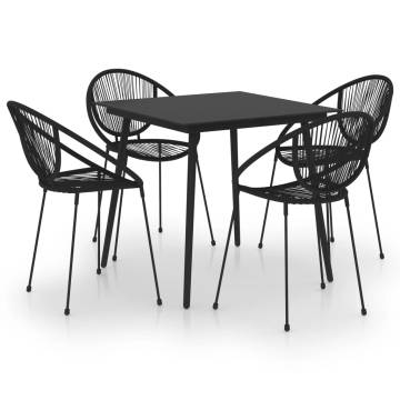 5 Piece Black Outdoor Dining Set - PVC Rattan