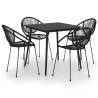 5 Piece Black Outdoor Dining Set - PVC Rattan