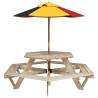 Hexagon Picnic Table for Kids with Umbrella - Solid Wood