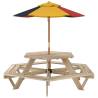 Hexagon Picnic Table for Kids with Umbrella - Solid Wood