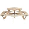 Hexagon Picnic Table for Kids with Umbrella - Solid Wood