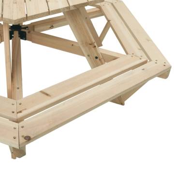 Hexagon Picnic Table for Kids with Umbrella - Solid Wood