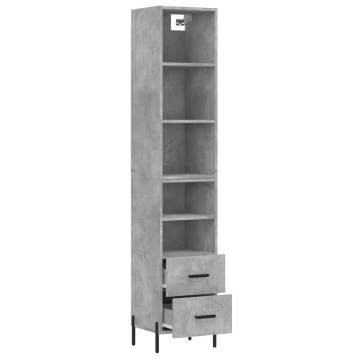 Stylish Highboard in Concrete Grey - 34.5x34x180 cm