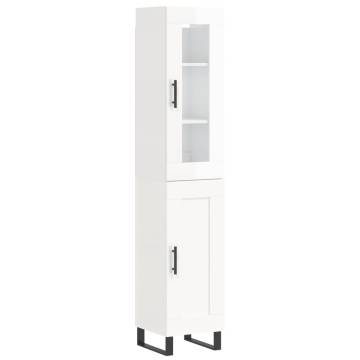 Highboard High Gloss White 34.5x34x180 cm | Hipomarket