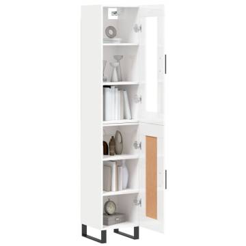 Highboard High Gloss White 34.5x34x180 cm | Hipomarket