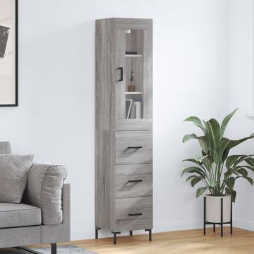 Stylish Highboard Grey Sonoma - 34.5x34x180 cm