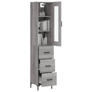 Stylish Highboard Grey Sonoma - 34.5x34x180 cm