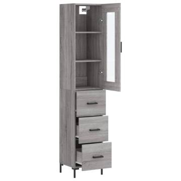 Stylish Highboard Grey Sonoma - 34.5x34x180 cm