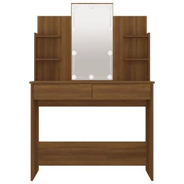 Stylish Brown Oak Dressing Table with LED - 96x40x142 cm