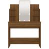 Stylish Brown Oak Dressing Table with LED - 96x40x142 cm