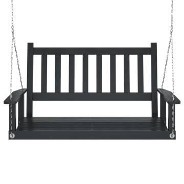 Garden Swing Bench - Black Solid Wood Fir with Metal Chains