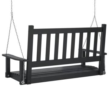 Garden Swing Bench - Black Solid Wood Fir with Metal Chains