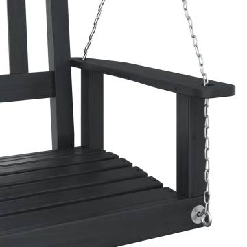 Garden Swing Bench - Black Solid Wood Fir with Metal Chains