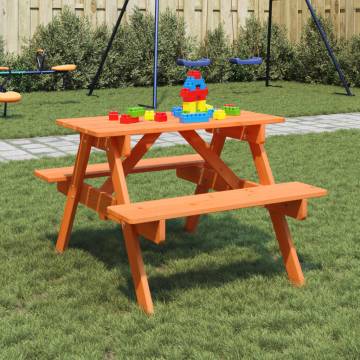 Kids Picnic Table with Umbrella Hole - Solid Fir Wood