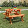  Picnic Table for 4 Kids with Umbrella Hole Solid Wood Fir Colour dark brown Quantity in Package 1 