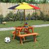 Kids Picnic Table with Umbrella Hole - Solid Fir Wood