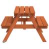 Kids Picnic Table with Umbrella Hole - Solid Fir Wood