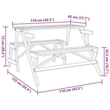 Convertible Picnic Table with Benches - Solid Fir Wood