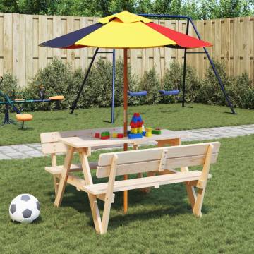 Kids Picnic Table with Umbrella | Solid Wood Fir - HipoMarket