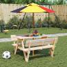  Picnic Table for 4 Kids with Umbrella Solid Wood Fir Colour brown and multicolour Quantity in Package 1 