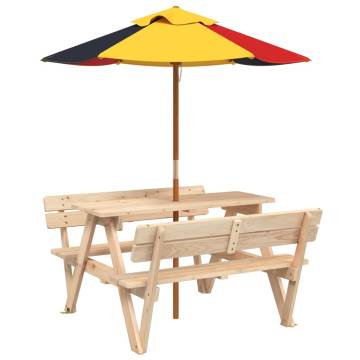 Kids Picnic Table with Umbrella | Solid Wood Fir - HipoMarket