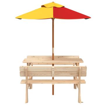 Kids Picnic Table with Umbrella | Solid Wood Fir - HipoMarket