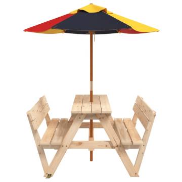 Kids Picnic Table with Umbrella | Solid Wood Fir - HipoMarket