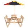 Kids Picnic Table with Umbrella | Solid Wood Fir - HipoMarket