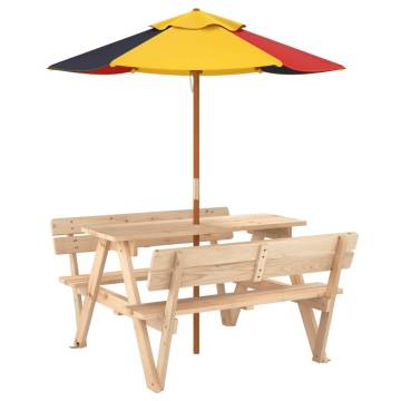 Kids Picnic Table with Umbrella | Solid Wood Fir - HipoMarket