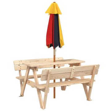 Kids Picnic Table with Umbrella | Solid Wood Fir - HipoMarket