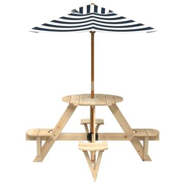 Picnic Table for Kids with Umbrella - Solid Wood Fir