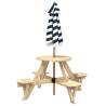 Picnic Table for Kids with Umbrella - Solid Wood Fir