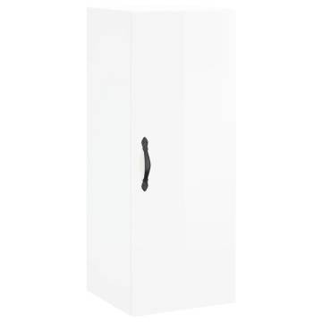 Stylish High Gloss White Highboard - 34.5x34x180 cm