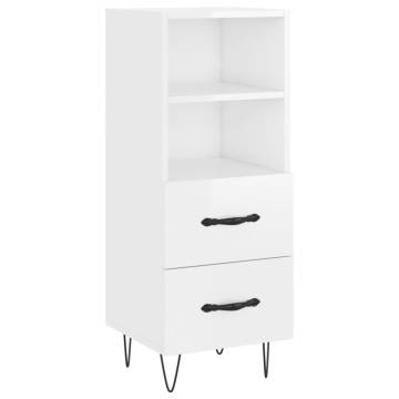 Stylish High Gloss White Highboard - 34.5x34x180 cm