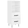 Stylish High Gloss White Highboard - 34.5x34x180 cm