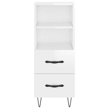 Stylish High Gloss White Highboard - 34.5x34x180 cm