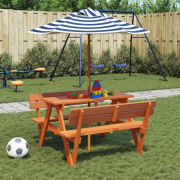 Picnic Table for 4 Kids with Umbrella - Solid Wood Fir