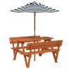 Picnic Table for 4 Kids with Umbrella - Solid Wood Fir