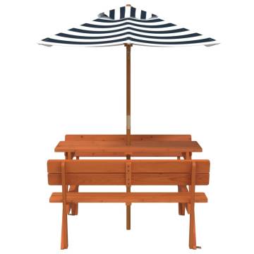 Picnic Table for 4 Kids with Umbrella - Solid Wood Fir