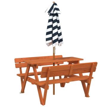 Picnic Table for 4 Kids with Umbrella - Solid Wood Fir